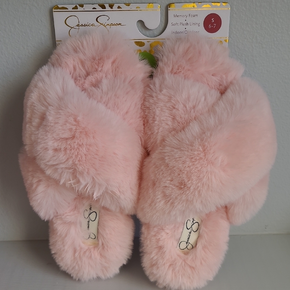 Jessica Simpson Blush Fluffy Slippers
